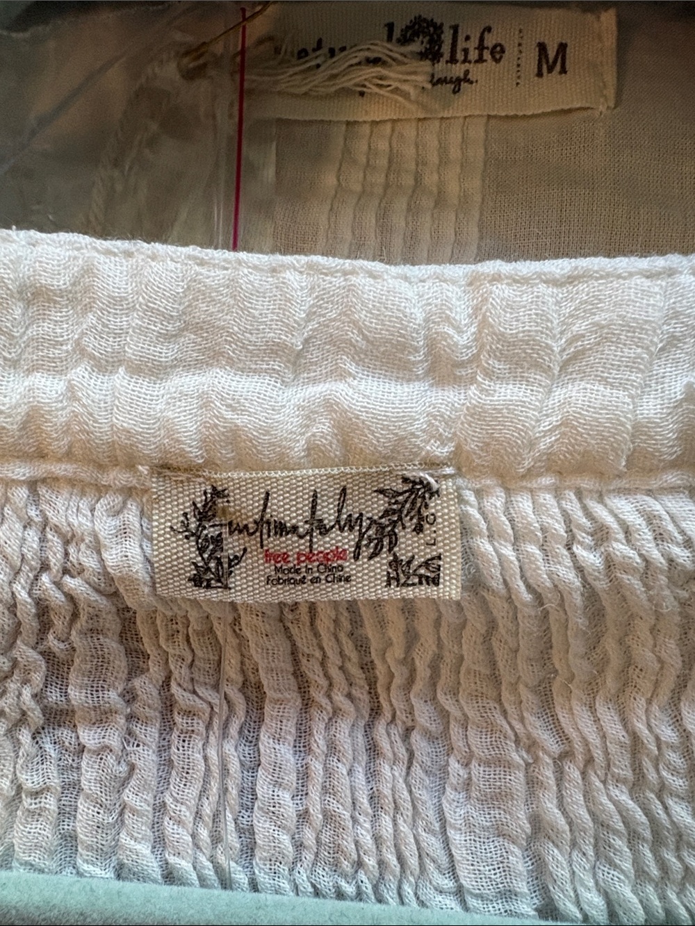 NWT Freepeople Intimately Relaxed Crinkle White Button-Front Women's Top Size L - Picture 6 of 8